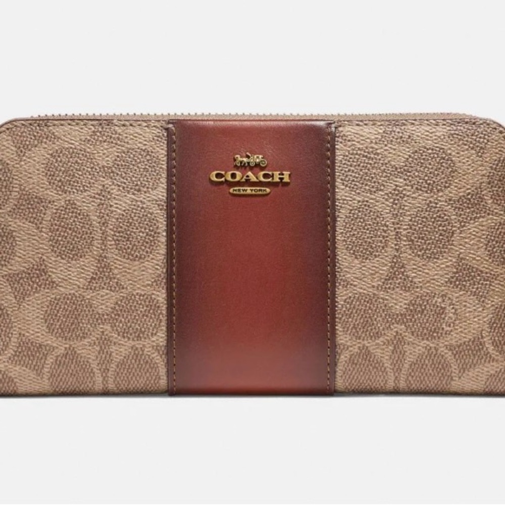 Coach Brown and Tan Signature Wallet